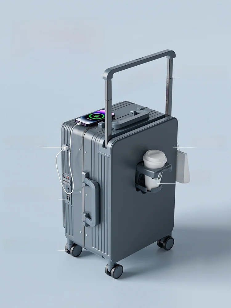 حقيبة سفر متينة بفتحة جانبية 20 بوصة مع عجلات وقفل رقمي، وحقيبة سفر 24 بوصة متينة قابلة للسحب للرجال والنساء