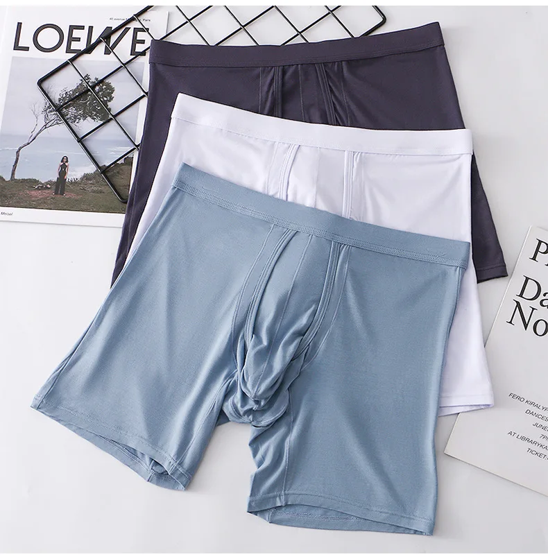 1PCS Mens Long Legs Underwear Separate Ball Pouch Breathable Comfort Sport Seamless Boxer Trunks Shorts Calzoncillo Hombre