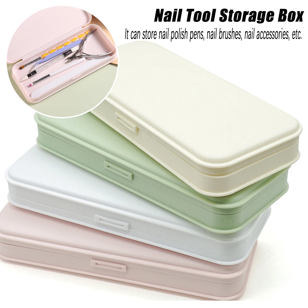Boîte de rangement pour outils de nail art, étui portable pour pince à cuticules et pinceaux de manucure, conteneur de voyage multifonctionnel pour pinceaux pour ongles