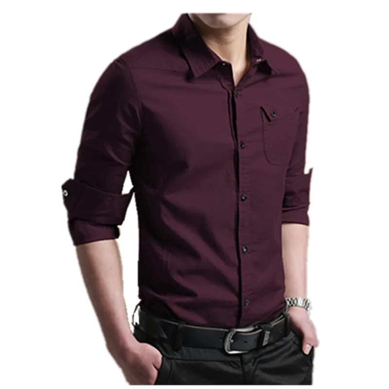 Military Solid Color Shirts Men's Clothing Commute Single-breasted Safari Style Spring Autumn Long Sleeve Spliced Basic Shirts