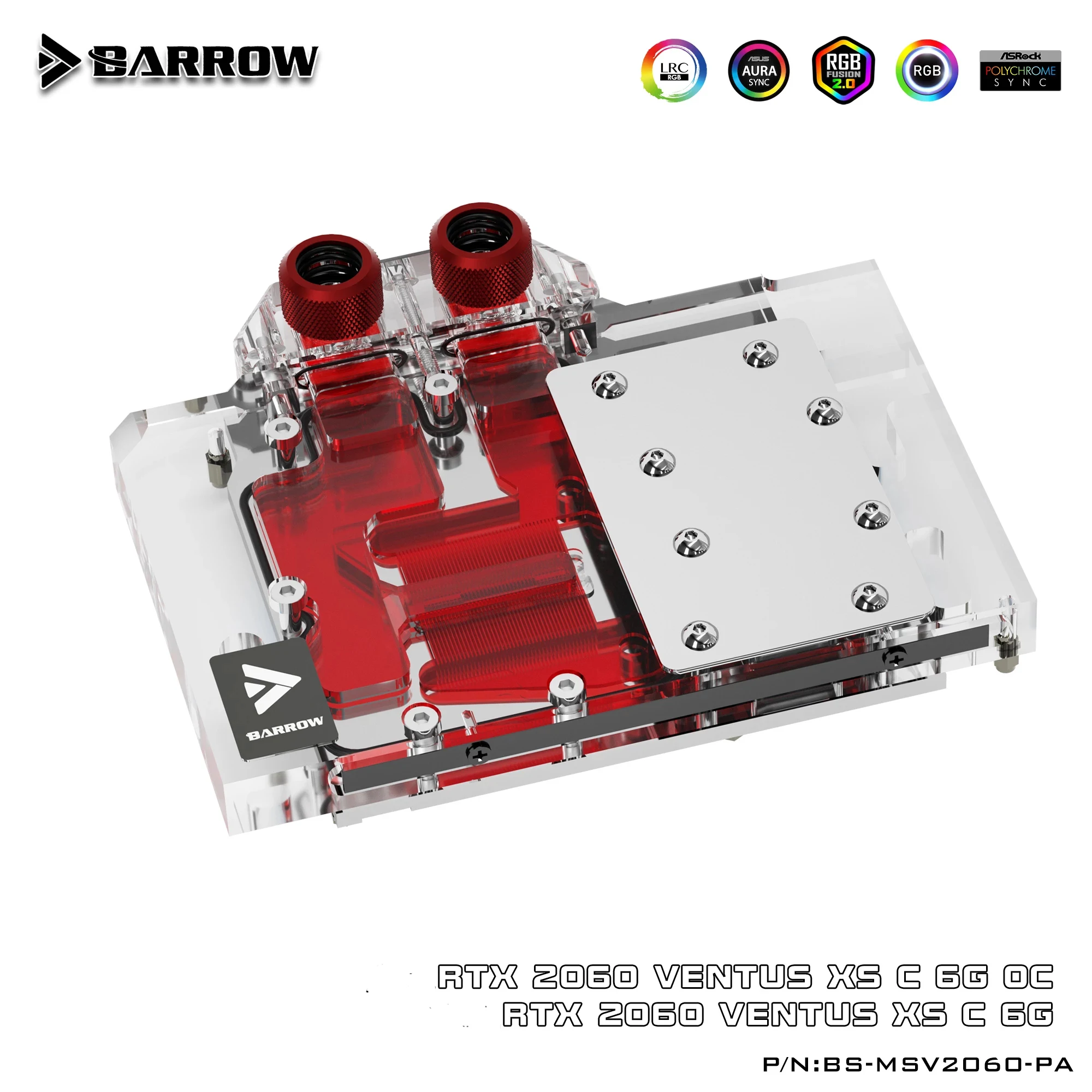 BARROW BS-MSV2060-PA,Full Cover Graphics Card Water Cooling Blocks use for MSI RTX2060 Ventus XS C 6G OC / 5V 3PIN Header A-RGB