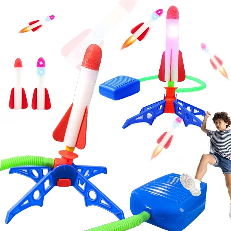 Kids Rocket Launcher Outdoor Stomp Soaring Rocket Toy Foot Pump Jump Sport Games For Children Play Set