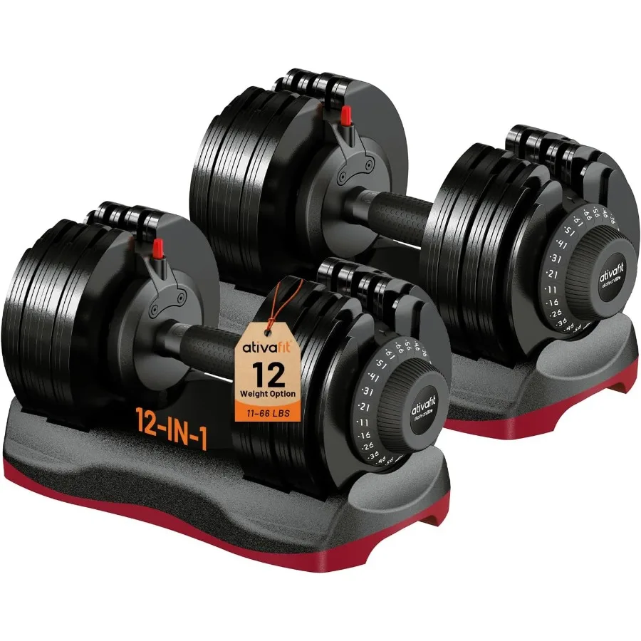 Adjustable Dumbbells Set, 5 88LB Quick Adjust Free Weights with Double Safety Lock and Anti-Slip Steel Handle, Space Saving Hom