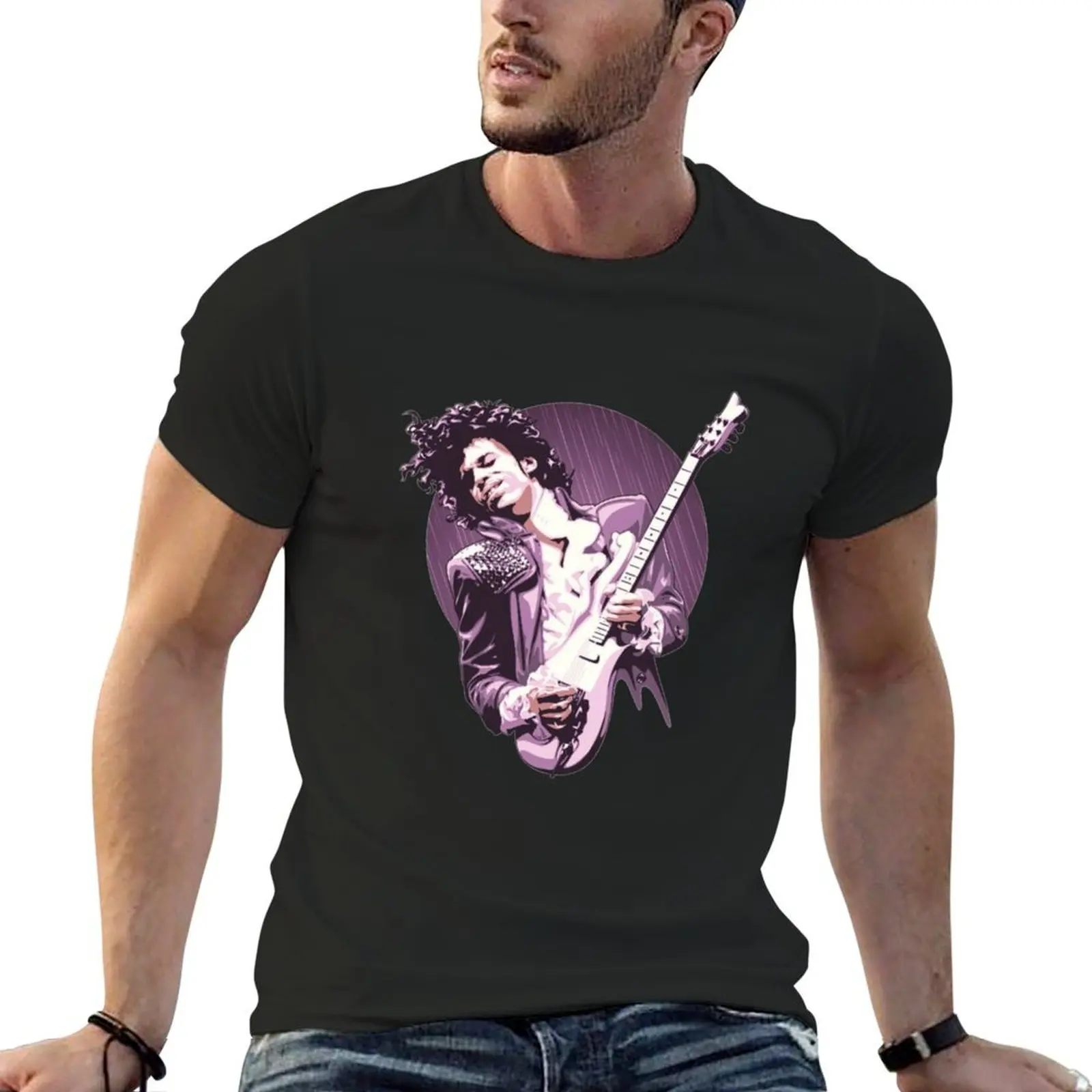 The Prince Playing Guitars Stars T-Shirt summer clothes anime graphics slim fit t shirts for men