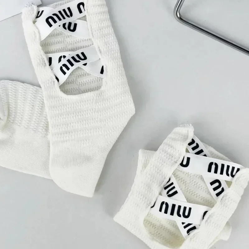 Calcetines apilados con huecos para mujer, medias versátiles de moda Retro, edición coreana, Y2K, 2023