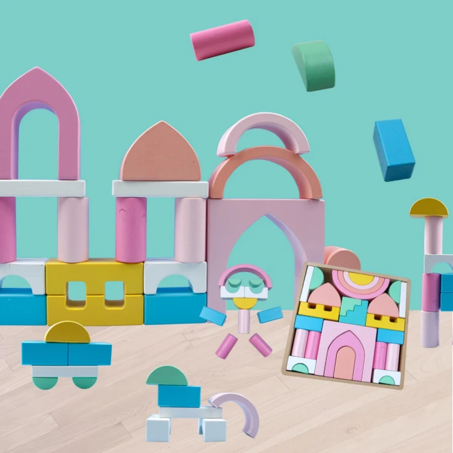 Bloques de arcoíris de madera coloridos, figuras apilables, juguetes apilables, juguetes y regalos de aprendizaje para niños pequeños