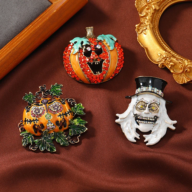 Broches de murciélago fantasma de calabaza de Halloween a la moda, alfileres, sombrero con dije, mochila, accesorios de ropa