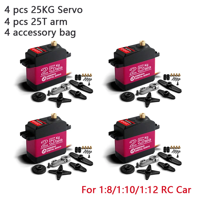4X Wasserdichtes Servo 20Kg 25Kg 30Kg 35Kg 40Kg Hochgeschwindigkeitsservo Pro Metal Gear Digital Servo Baja Servo für RC-Cars im Maßstab 1/8 1/10