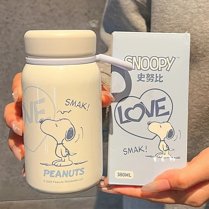 

380ml Anime Snoopy Stainless Steel Insulated Cup Cartoon Snoopy Pattern Accessories Student Kawaii Insulated Water Cup Gift