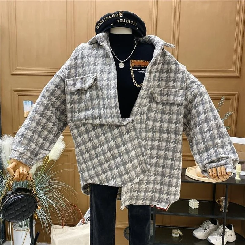

Shirts Women Plaid Elegant All-match Casual Office Lady Ulzzang Pockets Chic Loose Teens Clothes Spring Trendy Holiday Autumn
