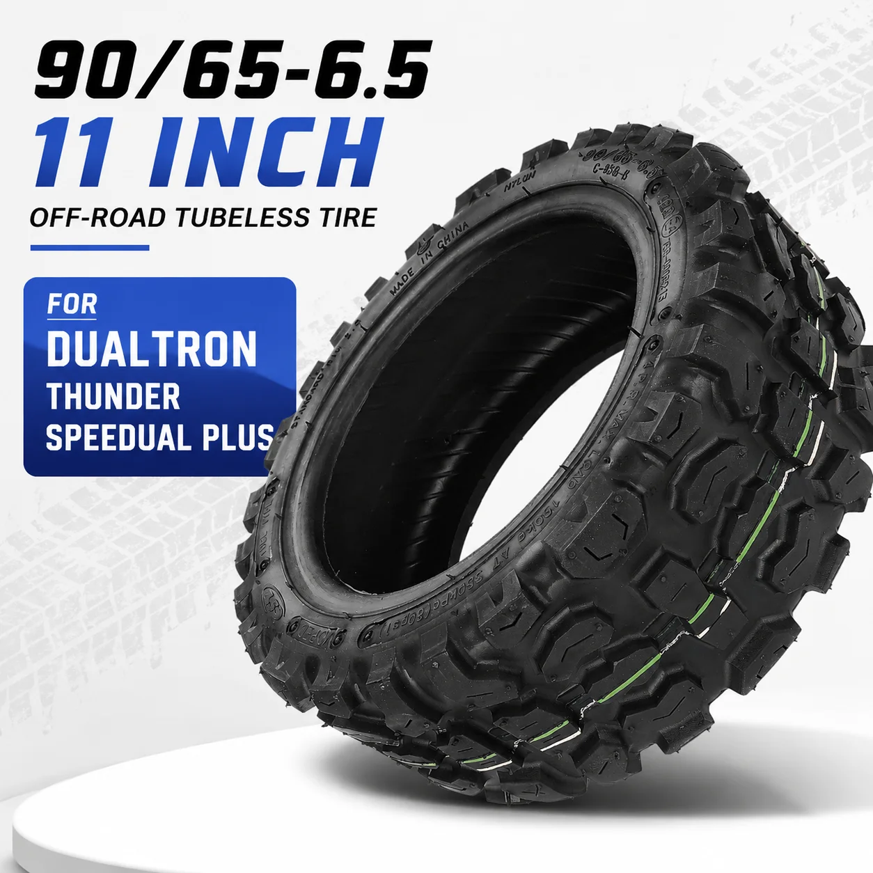 

90/65-6.5 11 Inch Off-Road Tubeless Tire, Heavy Duty Thickened Tyre for Dualtron Thunder Speedual Plus