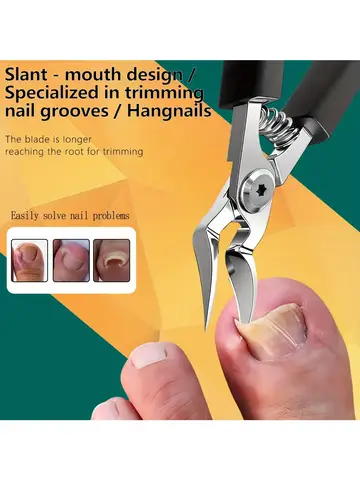 KHTO Professional Heavy-Duty Steel Toenail Clipper with Serrated Blade Thick & Ingrown Nails, Durable Trimmer for Men & Women