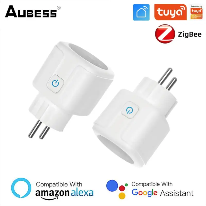 AUBESS-Prise intelligente Tuya EU Zigbee avec moniteur d'alimentation, maison intelligente, télécommande sans fil via Alexa, Google SmartLife, 16A