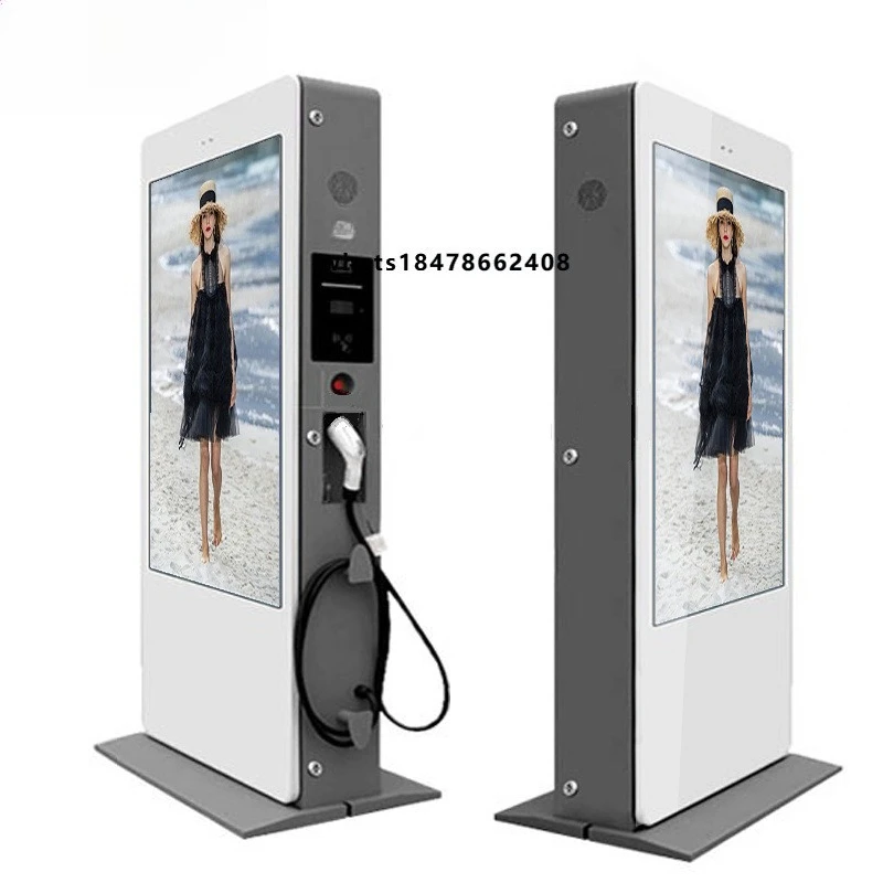 

Electric vehicle (EV) charging stations with LCD advertising displaying digital signage