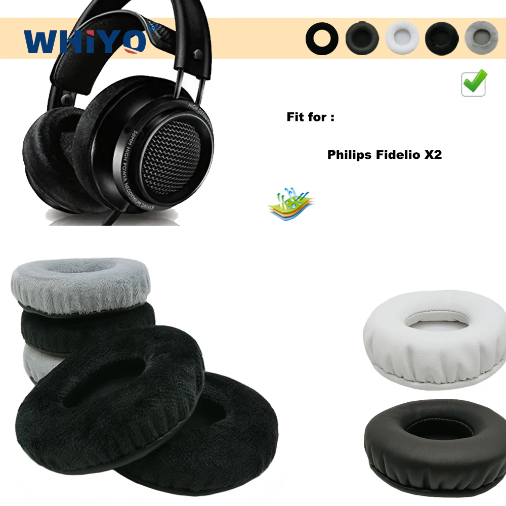 

Whiyo New Upgrade Replacement Ear Pads for Philips Fidelio X2 Headset Parts Leather Cushion Velvet Earmuff Sleeve