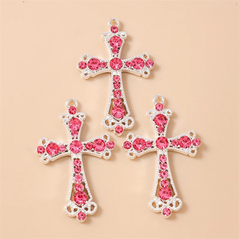 Leslie 10 Stück Große Kristall-Kruzifixe Jesus-Kreuz-Anhänger Steampunk-Kreuz-Anhänger für Schmuckherstellung, Halsketten, Ohrringe, Bastelarbeiten – Detail 4