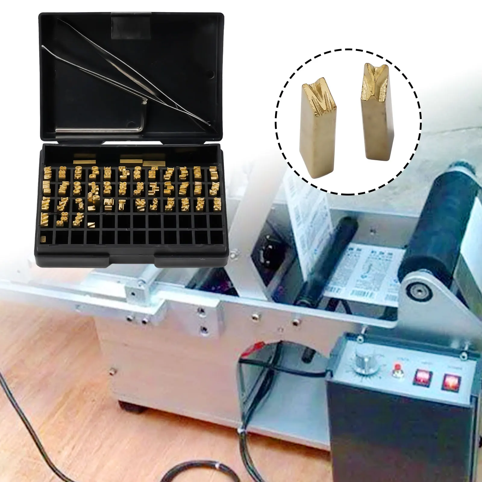 Imagem -03 - Máquina de Codificação Palavra Grão 2*3*15cm Carimbo Quente Letras de Cobre Fita Térmica Fonte de Impressão Fita Elétrica Codificação 120 Peças
