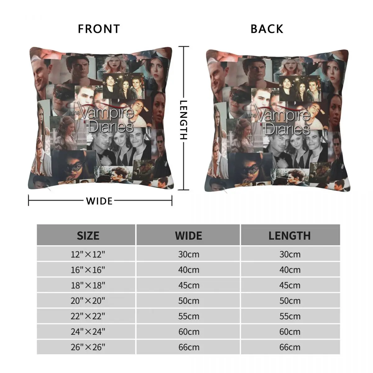 Vampire Diaries Collage Square Pillowcase Polyester Linen Velvet Printed Zip Decor Pillow Case Sofa Seater Cushion Case 45x45