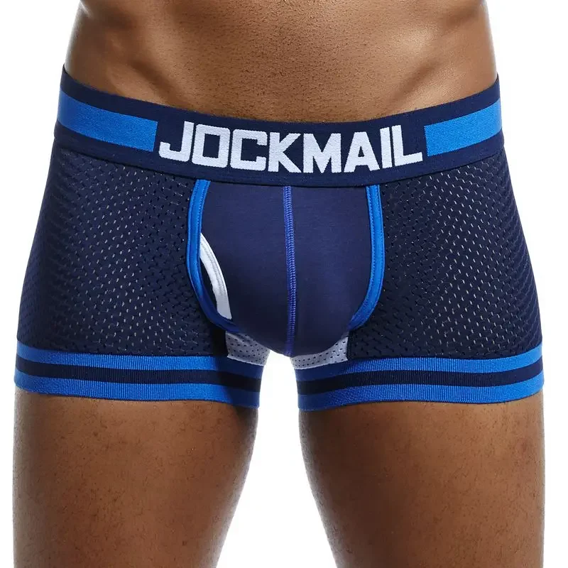 JOCKMAIL Brand Men Underwear Boxers New Mesh Boxer shorts Men Pants Trunks Underpants Cueca Bottom Cotton Male Panties Hot