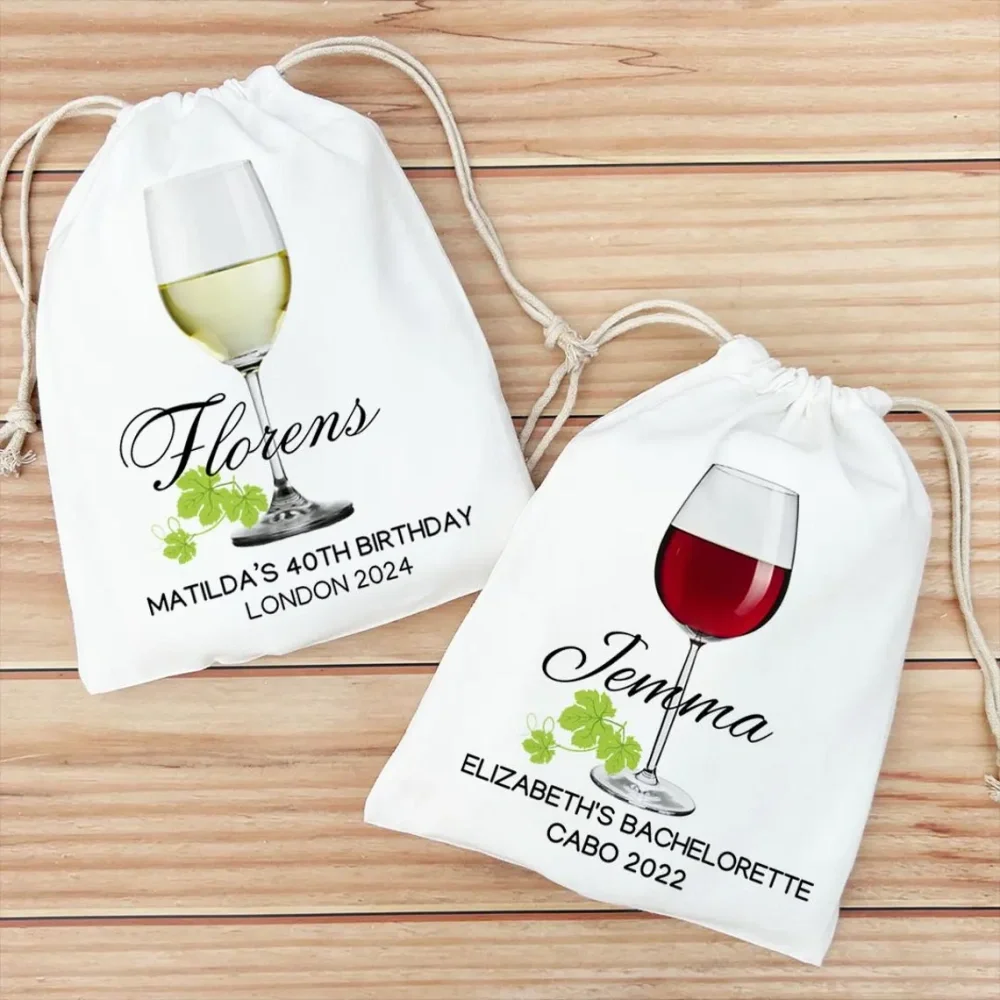 25 pcs custom Wine Gift Bags with Name,Winery Birthday Party Favor Bag,Bachelorette party favor,Sonoma Wine Girls Trip Bags