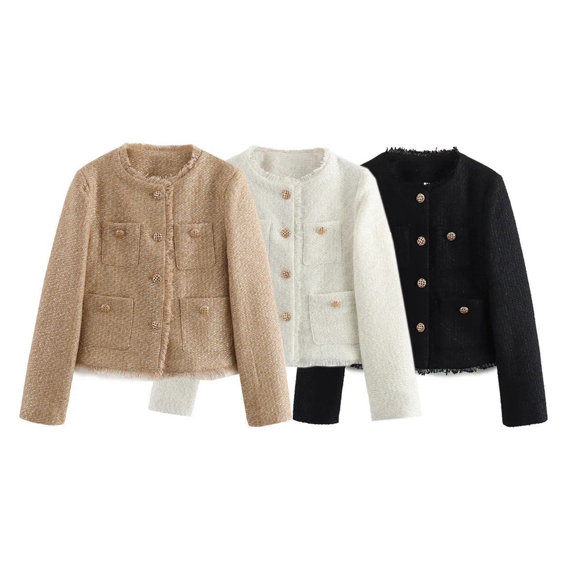 

Women Fashion Solid Single Breasted Jackets Coat Vintage O-Neck Long Sleeves Female Chic Lady Outfits