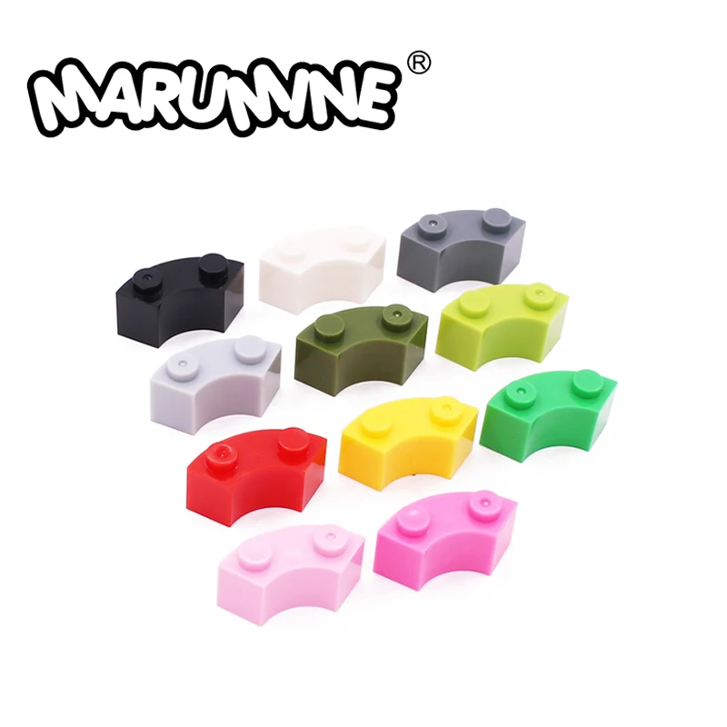 Marumine 85080 Brick Round Corner 2x2 Macaroni With Stud Notch And Reindorced Underside Compatible 3063 Children Building Blocks