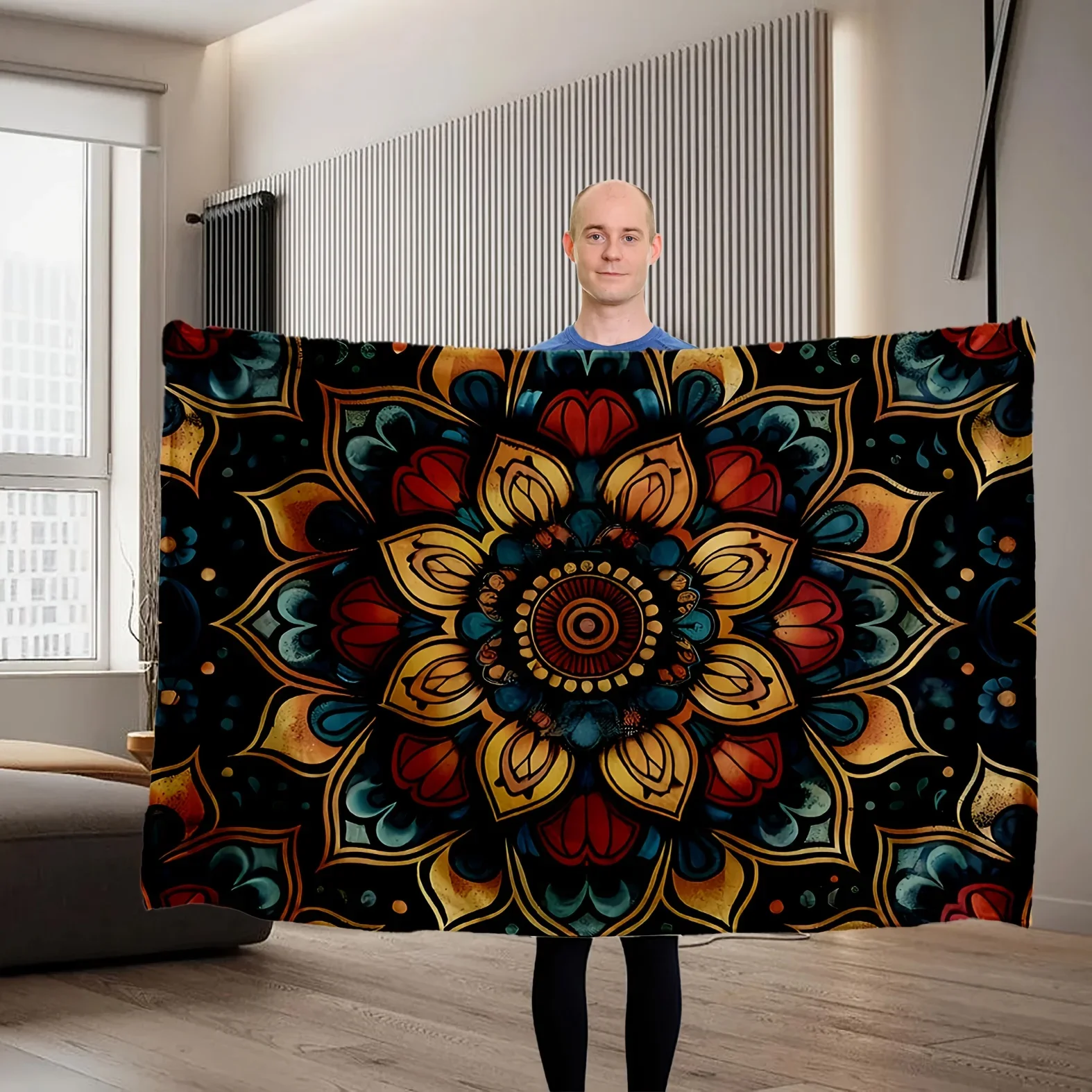 Oversized Mandala Geometric Bohemian Throw Blanket Fall Autumn  Decorative Cozy Home Decor Gift 150x230cm