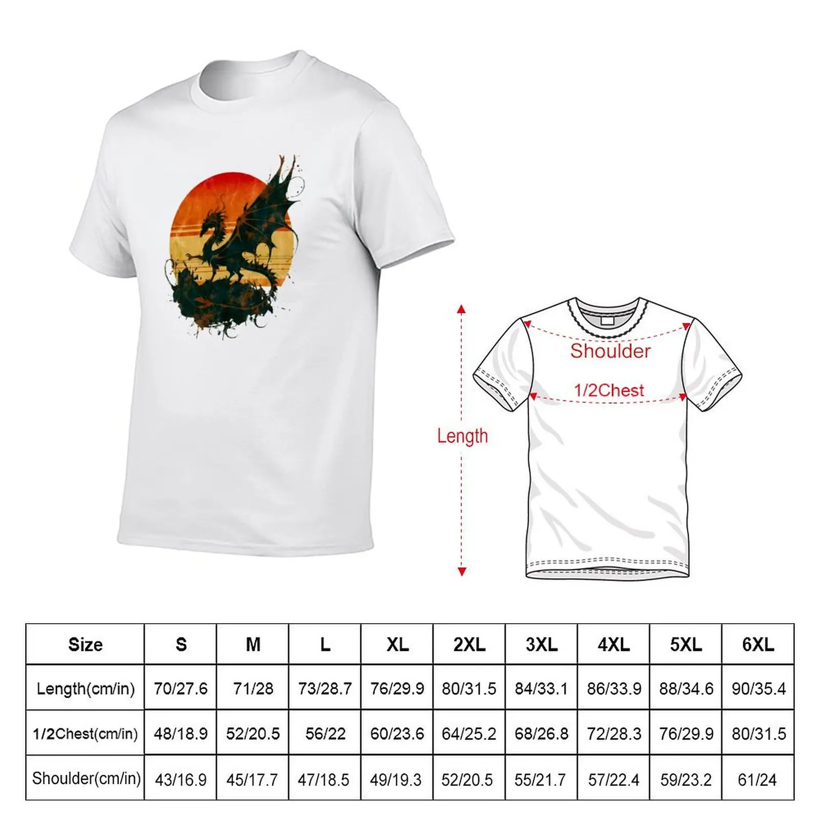 Aged Majesty: Dragon Silhouette in Vintage Twilight T-Shirt anime t shirts for man funny t shirts dark humor T-Shirt