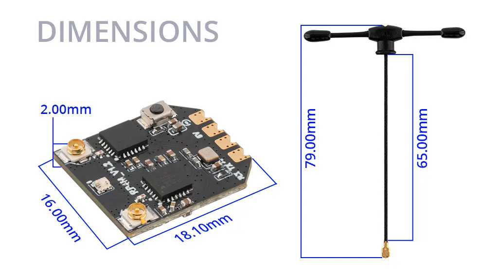 Radiomaster RP4TD-M ExpressLRS 2.4GHz Mini True Diversity Receiver Dual-Antenna