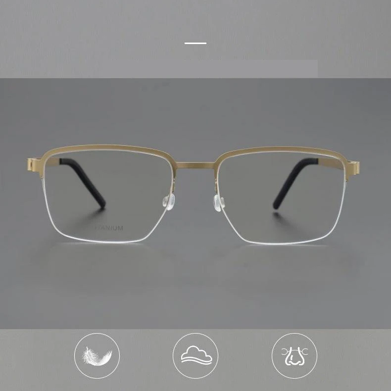 Half Frame Titanium Frame Ultralight Men's Glasses Myopia Reading Customiz Progressive Prescription Lenses MR-8 Super Tough