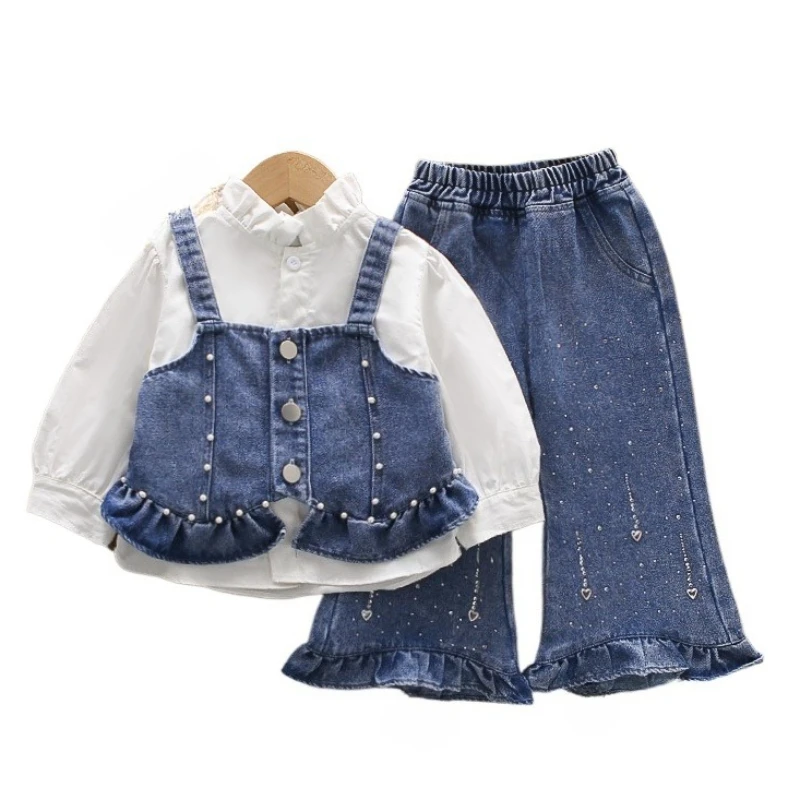 New Autumn Baby Clothes Children Girls Vest Long Sleeved Shirt Pants 3Pcs/Sets Kids Clothing Toddler Costume Infant Tracksuits