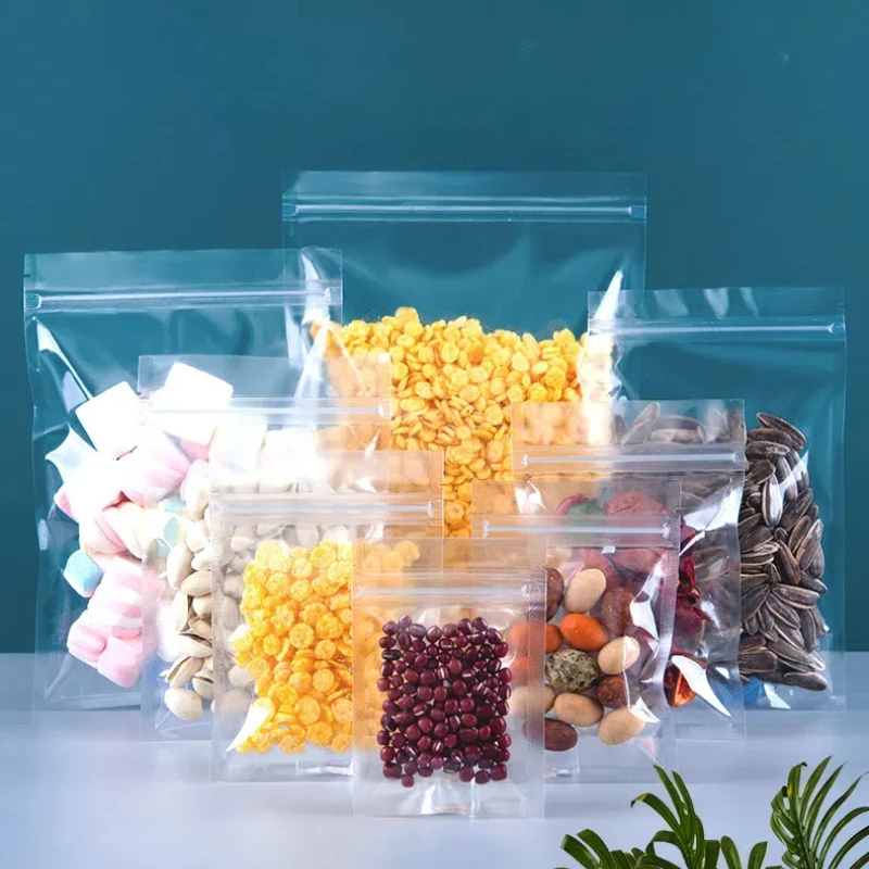 Bolsa Ziplock transparente esmerilada, bolsa de almacenamiento de plástico transparente, bolsa con cremallera para aperitivos, té, suministros de embalaje, bolsas de embalaje reutilizables, 50 Uds.
