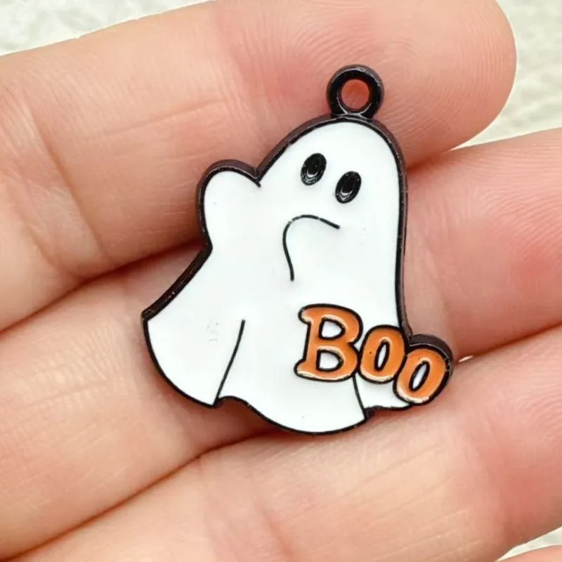10pcs Cute Ghost Enamel Charms Brooch Halloween Spoof Pendants For Making DIY Cosplay Accessories