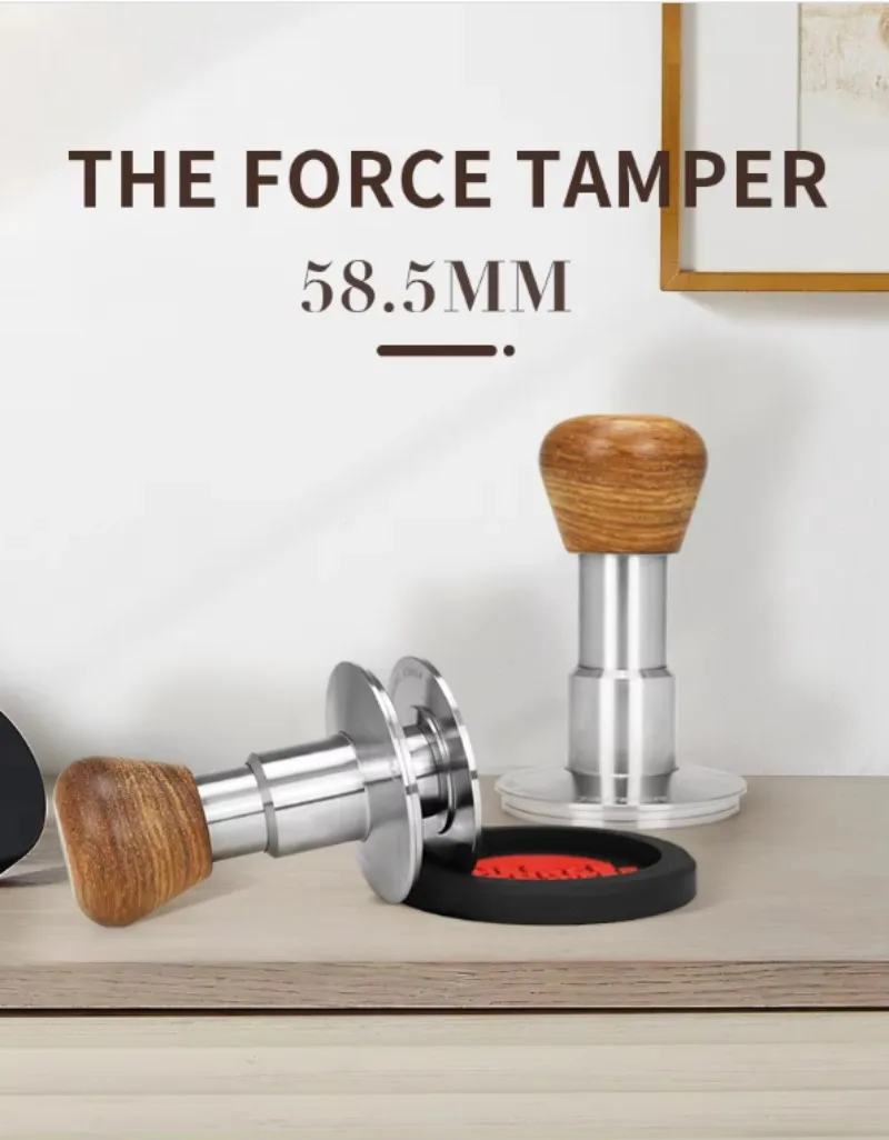 58mm Cof-fee Powder Hammer Cloth Leveler Stainless Steel The Force Tamper Espresso Press Tool