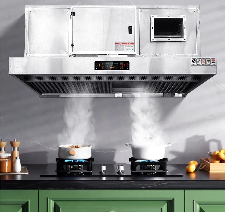 Restaurant Kitchen Extractor R with Electrostatic Filter Removes Cooking Smoke Oil Odor 2.5 meters Commercial Range Hood