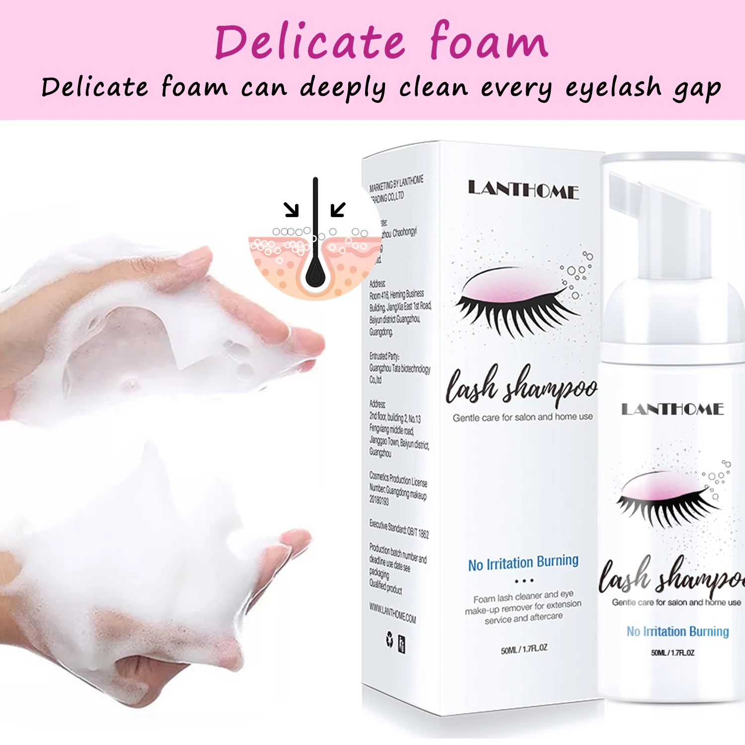 1/3/5PCS แลนทอมแชมพูต่อขนตาโฟม - Eyelash Extension Wash Kit บทวิจารณ์และราคา