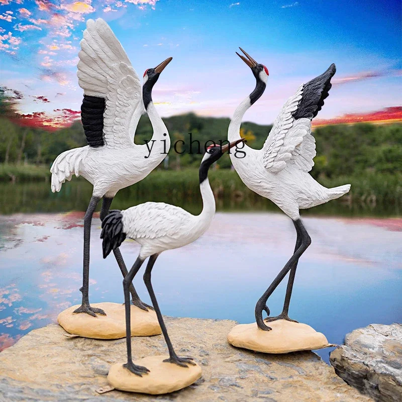 BJ-12 outdoor crane ornament garden landscape red-crowned crane model pool layout landscaping simulation crane sculpture