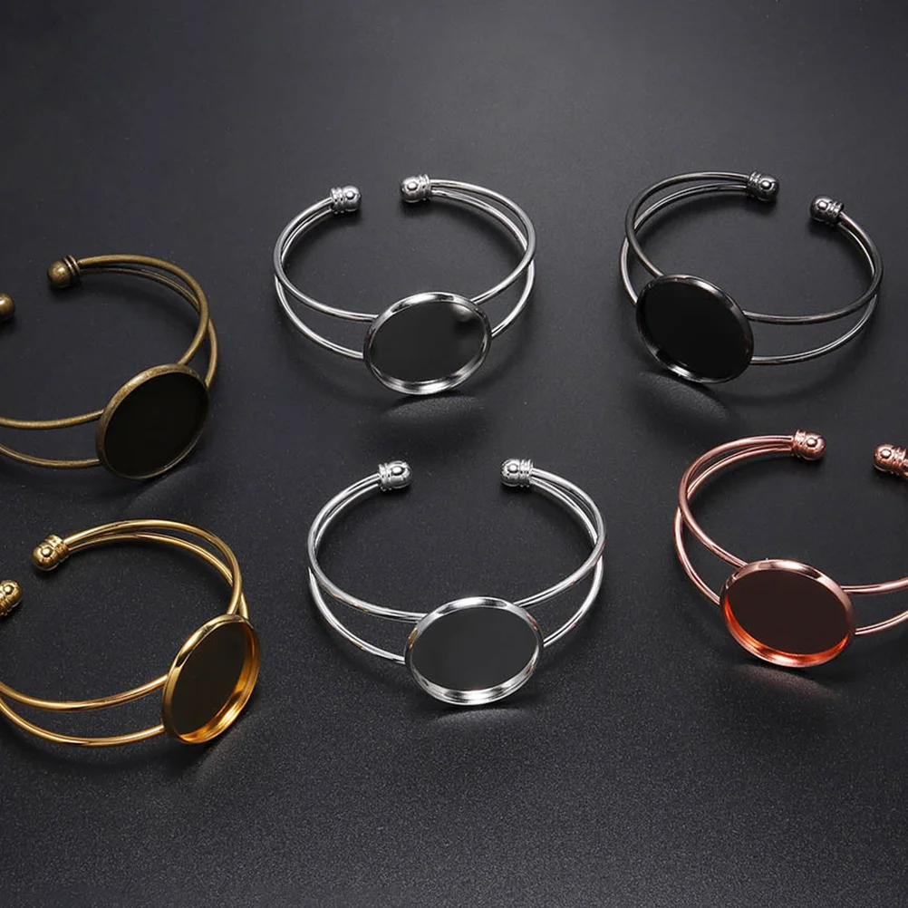 6pcs 18Mm Round Copper Bracelet Base Plates Diy Jewelry Making Resin Cameo Pendant Tray Craft Glass Chain For Women Oval