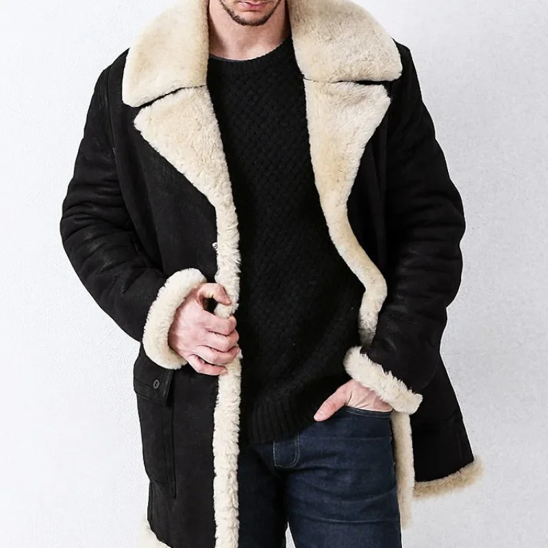 2023 Leather and Fur Integrated Men\'s Jacket Autumn and Winter Thickened Jackes Suede Warm Coat Cotton Jacket