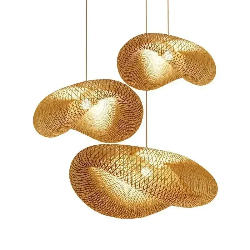 

Hot Sale Bamboo Pendant Lamp Restaurant Bamboo Vine Lampshade Chandeliers Pendant Lights HandmadeNatural Rattan Wicker E27 LED