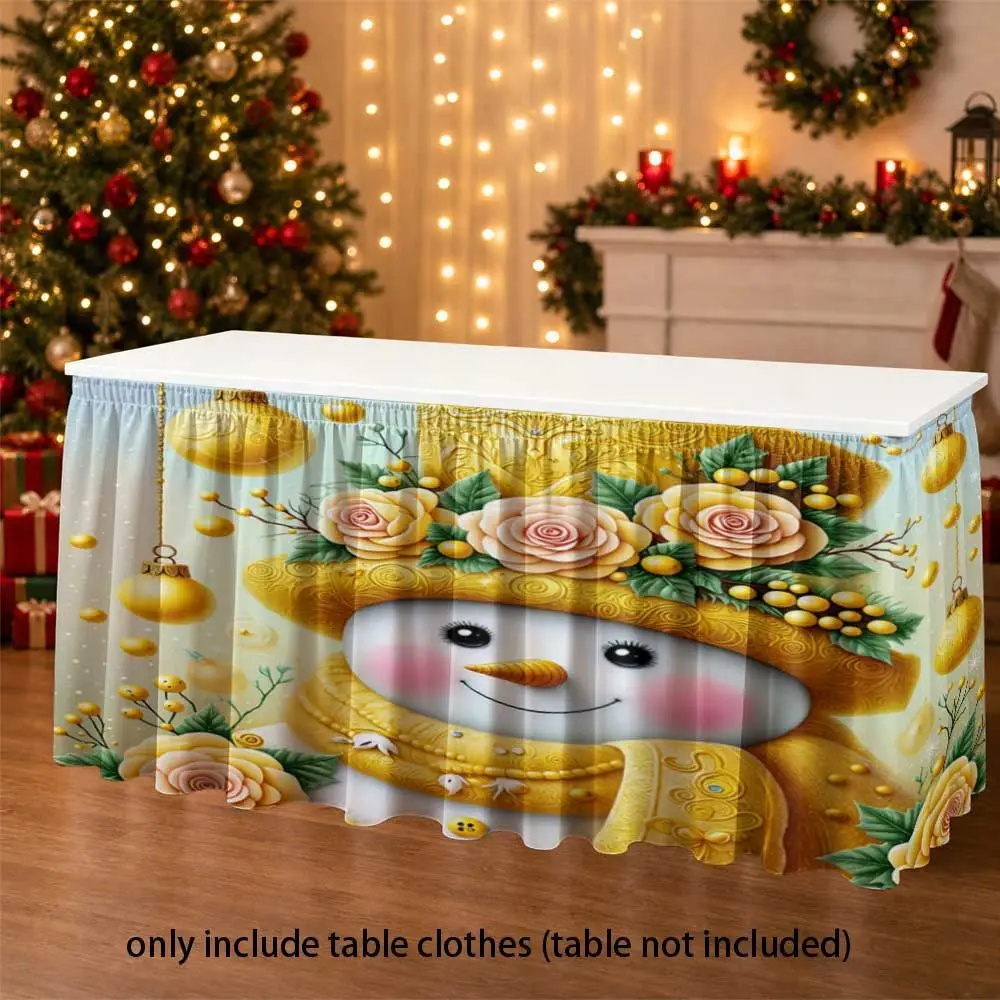 2D multi-functional tablecloth, table cover, snowman and flower pattern, home decoration, dining table