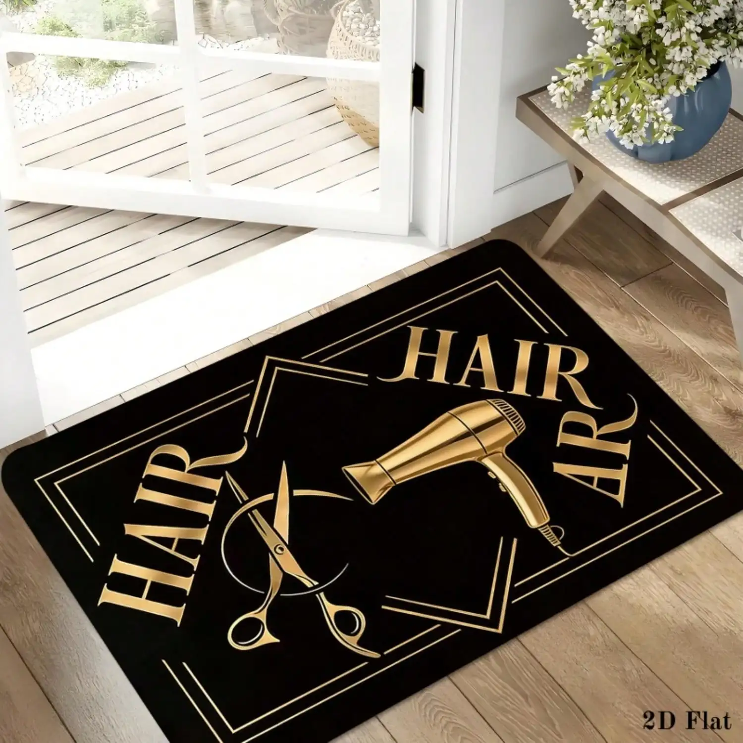 1pc Spring/Summer Doormat, HAIR Pattern Design, 2D Flat, Machine Washable, Soft - Indoor/Outdoor Entrance Rug, Welcome Mat, Suitable For Home, Living Room