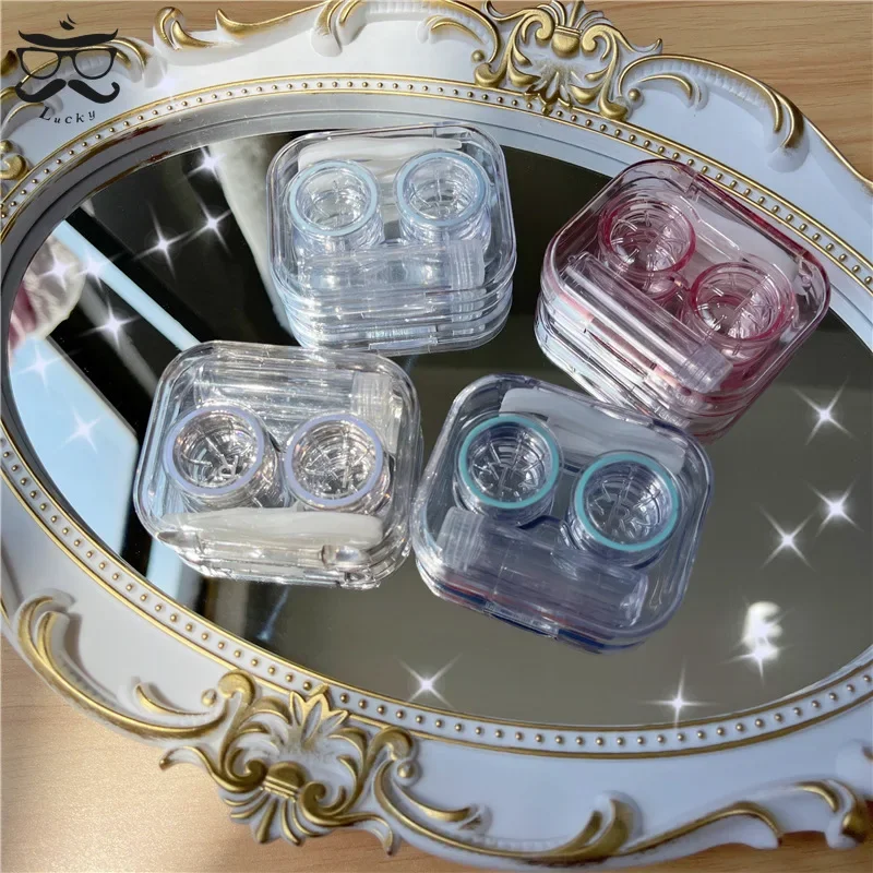 1PC New Transparent Contact Lenses Case Mini Portable Travel Contact Lenses Box Beautiful Pupil Lenses Container Storage Case