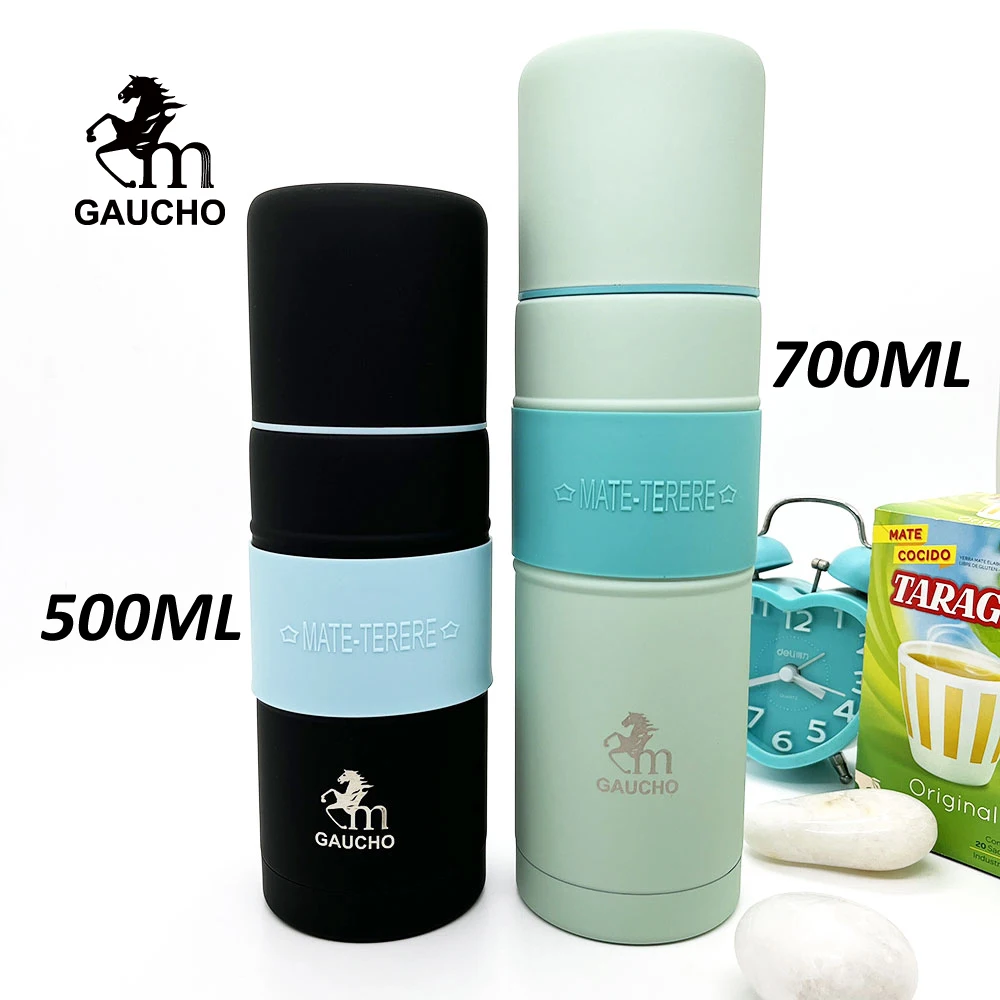 1 PC/Lot Gaucho Yerba Mate Auto Thermos Cups Stainless Vacuum Flask With Beak 500ML & 700ML Heat Insulated Water Bottle TB031