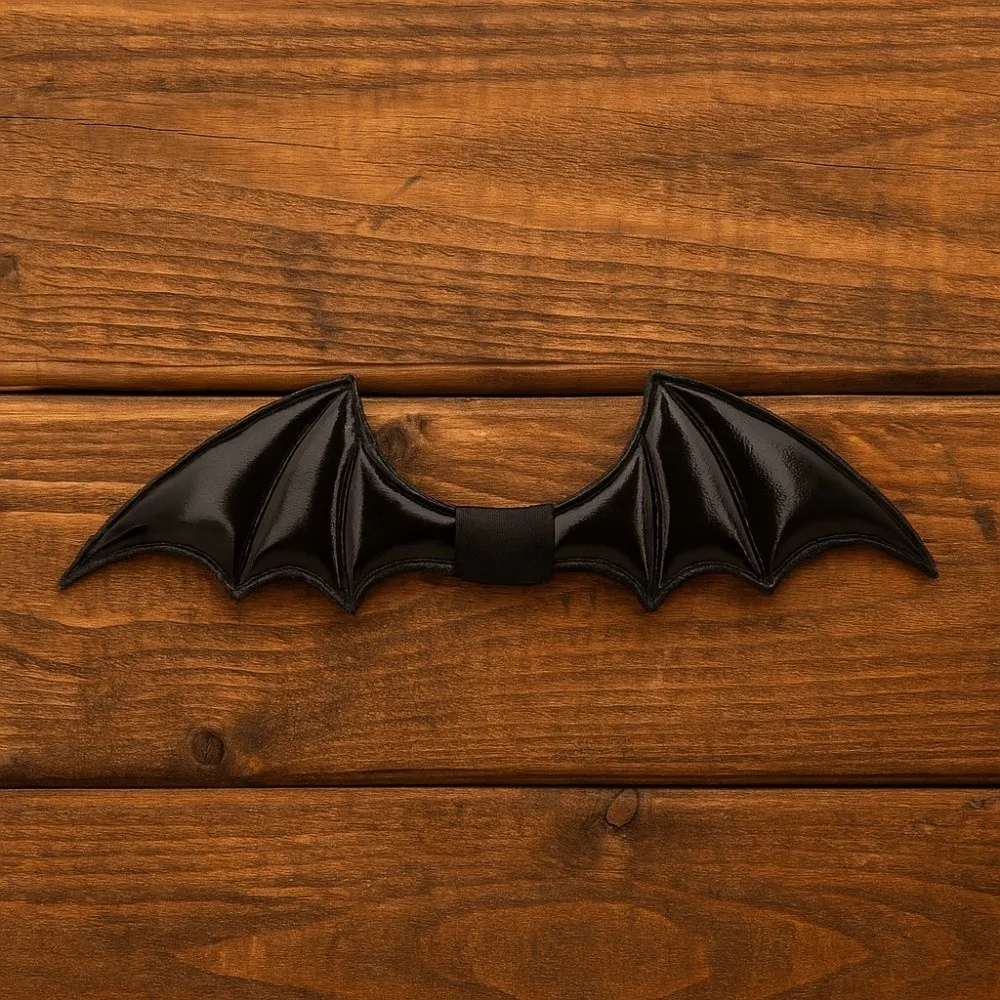 Simple PU Leather Halloween Cravat Black Adjustable Bat Bow Tie Soft Creative Men Necktie Suit Accessories
