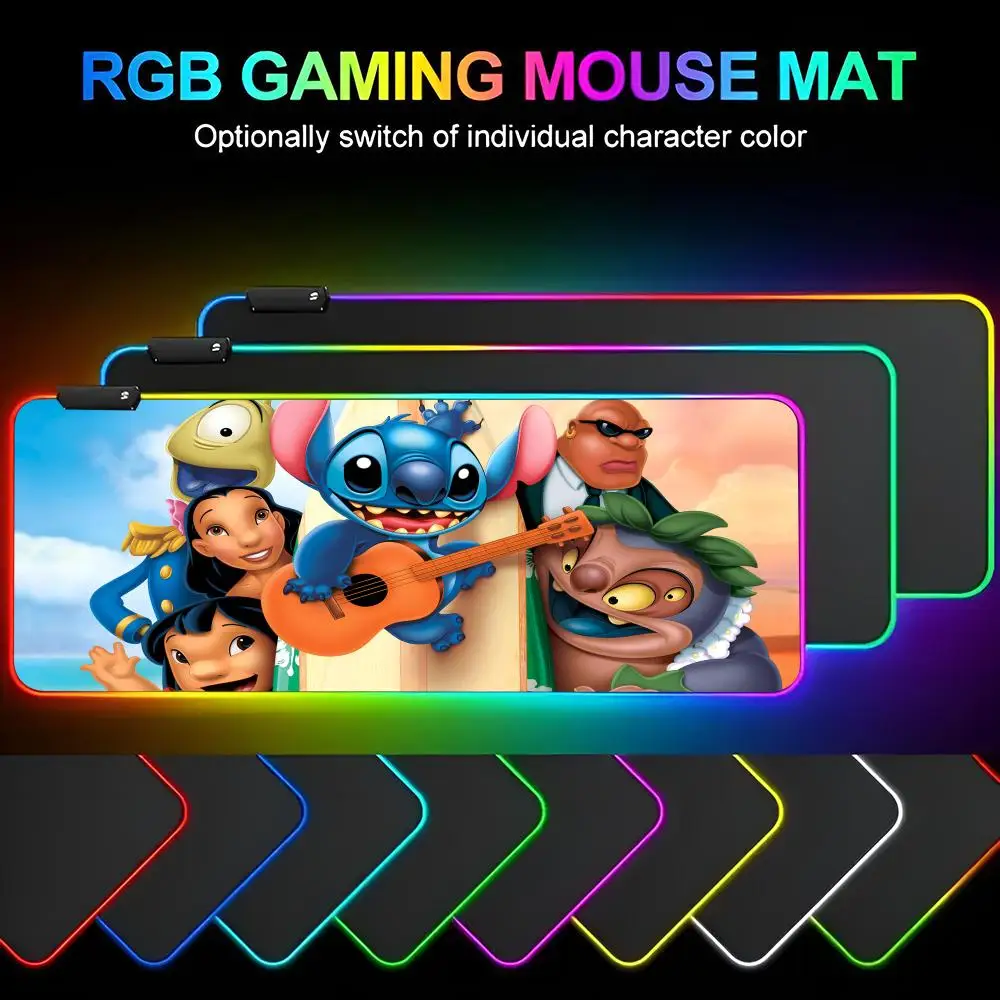 

Stitch Mouse Pad Mousepad Rgb Mouse Pad Gaming Backlight Pc Accessories Gamer Keyboard Backlit Mat Desk mouse pad grande Protec