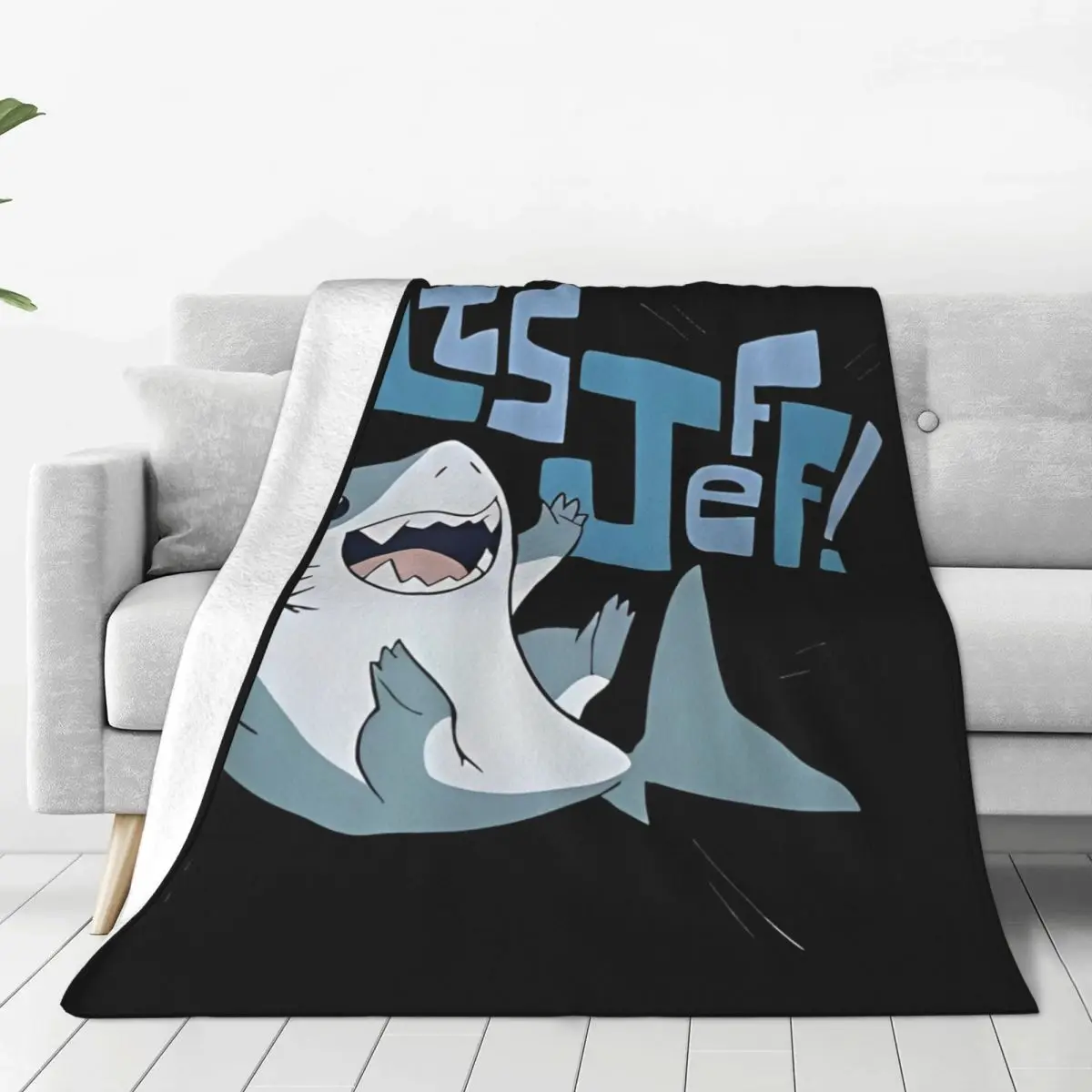 Marvel-Rivals PVP Jeff The Land Shark Flannel Throw Blanket Cartoon Cute Blanket Bed Bedroom Lightweight Bedding Quilt Portable