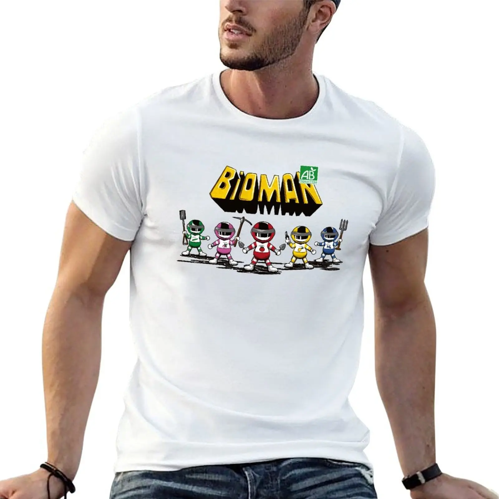 

Bioman, AB production T-Shirt mens graphic t shirts printed t shirts for man cotton tshirt 100% T-shirt