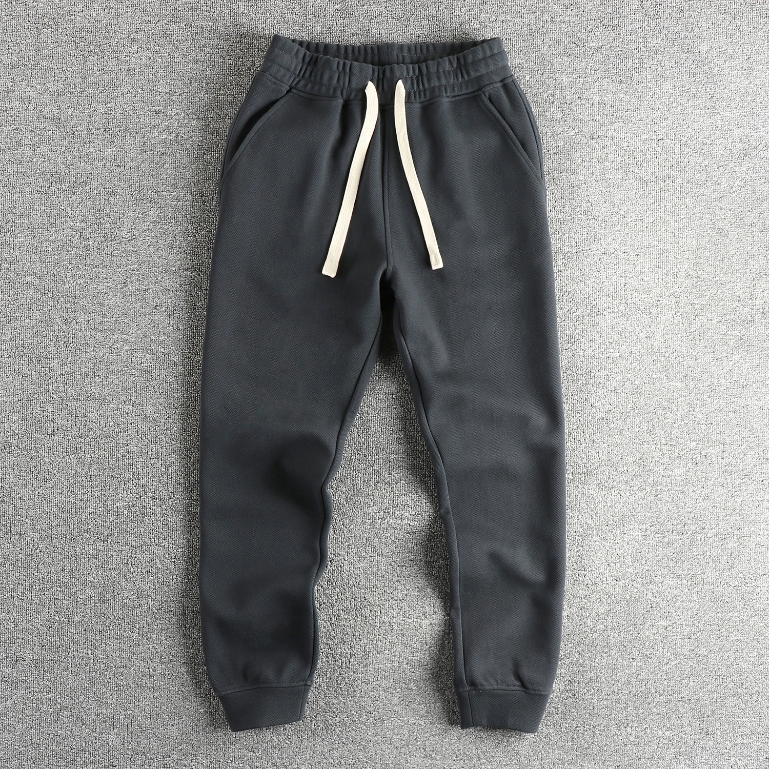 Autumn Winter New American Retro Thick Knitted Sweatpants Men's Simple Elastic Waist Drawstring Sport Casual Ankle-tied Pants