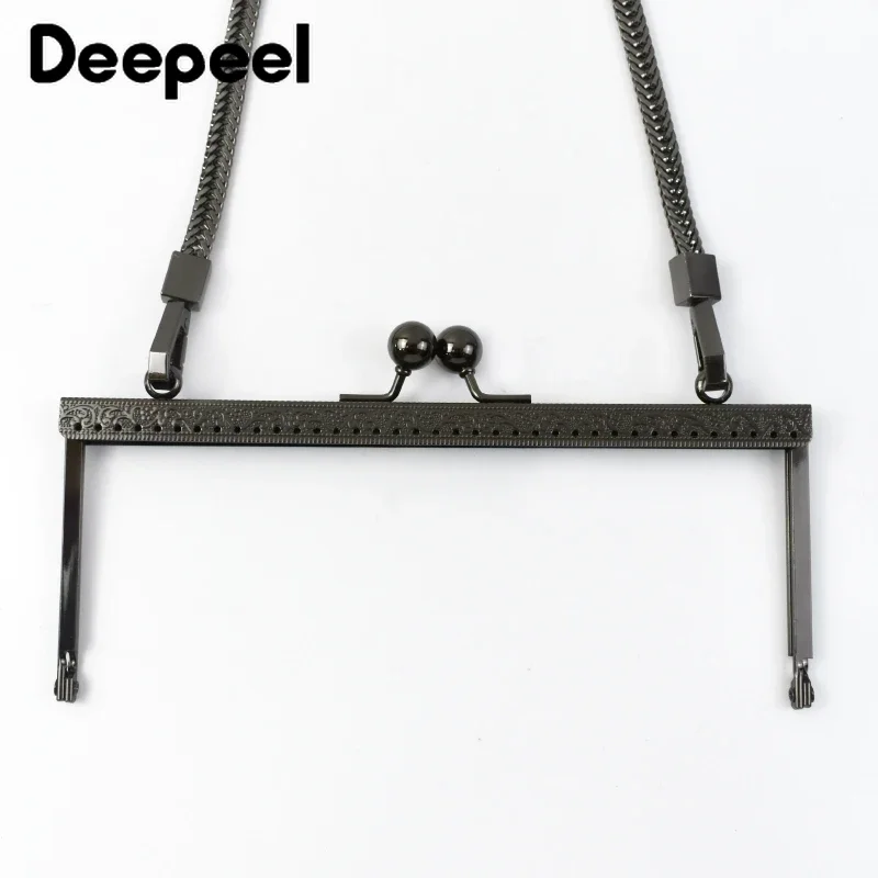 1/2/5 Uds Deepeel 19cm mango cuadrado de Metal en relieve marco de monedero cierre de beso bolsas DIY soportes de costura accesorios de asas de